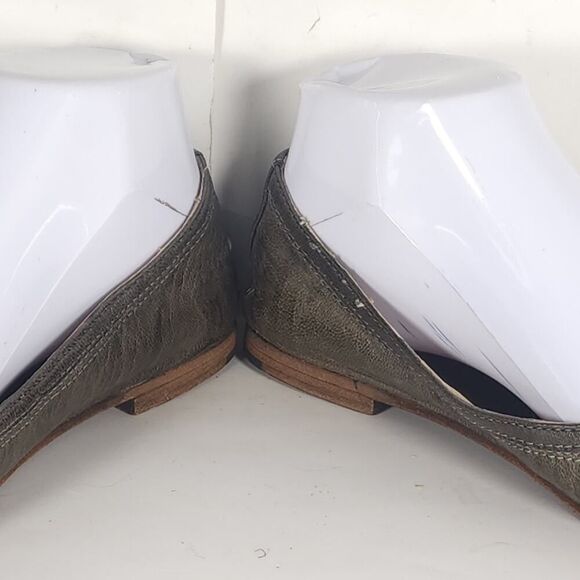 Frye Women's Carson US 7M Green Leather Distressed Slip On Ballet Flats Shoes - Picture 13 of 13